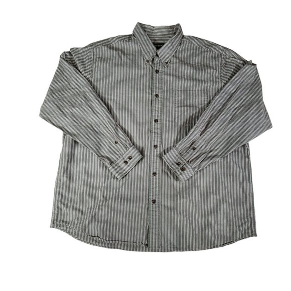 Eddie Bauer Shirt Mens XXL Green Plaid Button Down Long Sleeve Striped - Picture 1 of 7
